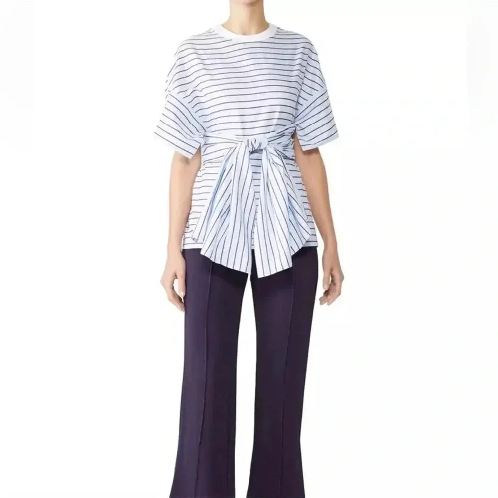 Rosetta Getty Blue Striped Cape Back Top Rent The Runway Retired Size